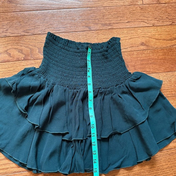 NanaMacs hunter green smocked mini skirt - Picture 3 of 4